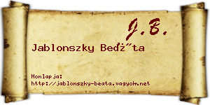Jablonszky Beáta névjegykártya