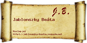 Jablonszky Beáta névjegykártya