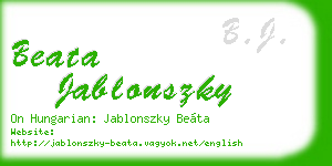 beata jablonszky business card